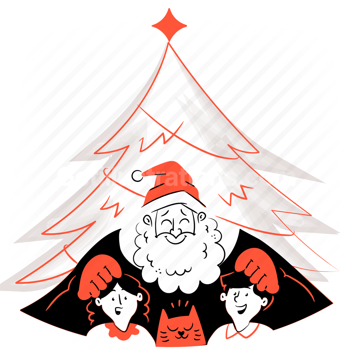christmas, winter, santa, children, claus, tree, season, man, holiday